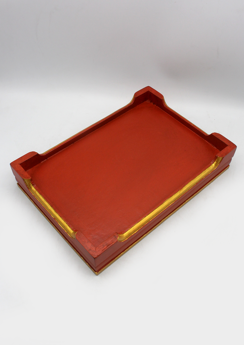 Handcrafted Endless Knot Tibetan Tray- Red
