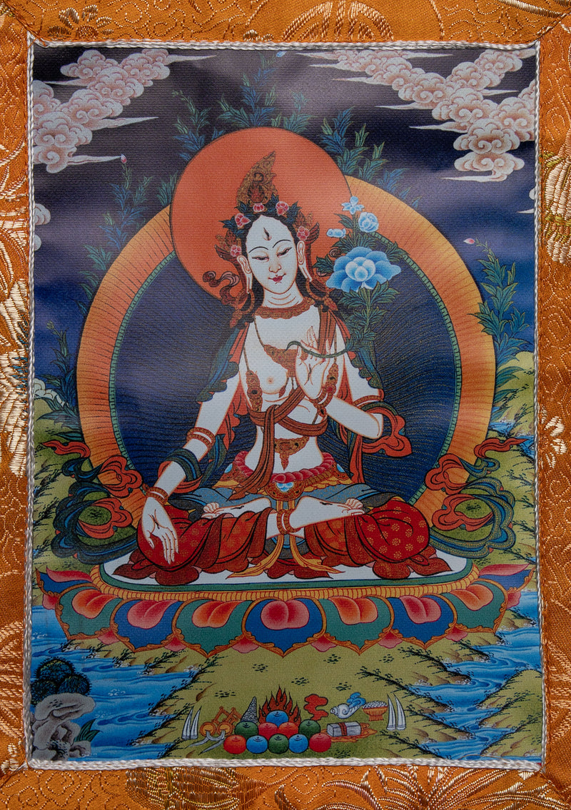 Brocade Framed Buddhist Deity Wall Hanging