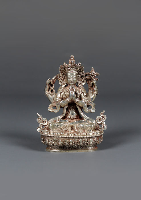 Sterling Silver 925 Chenrezig God of Compassion  Statue 9 cm