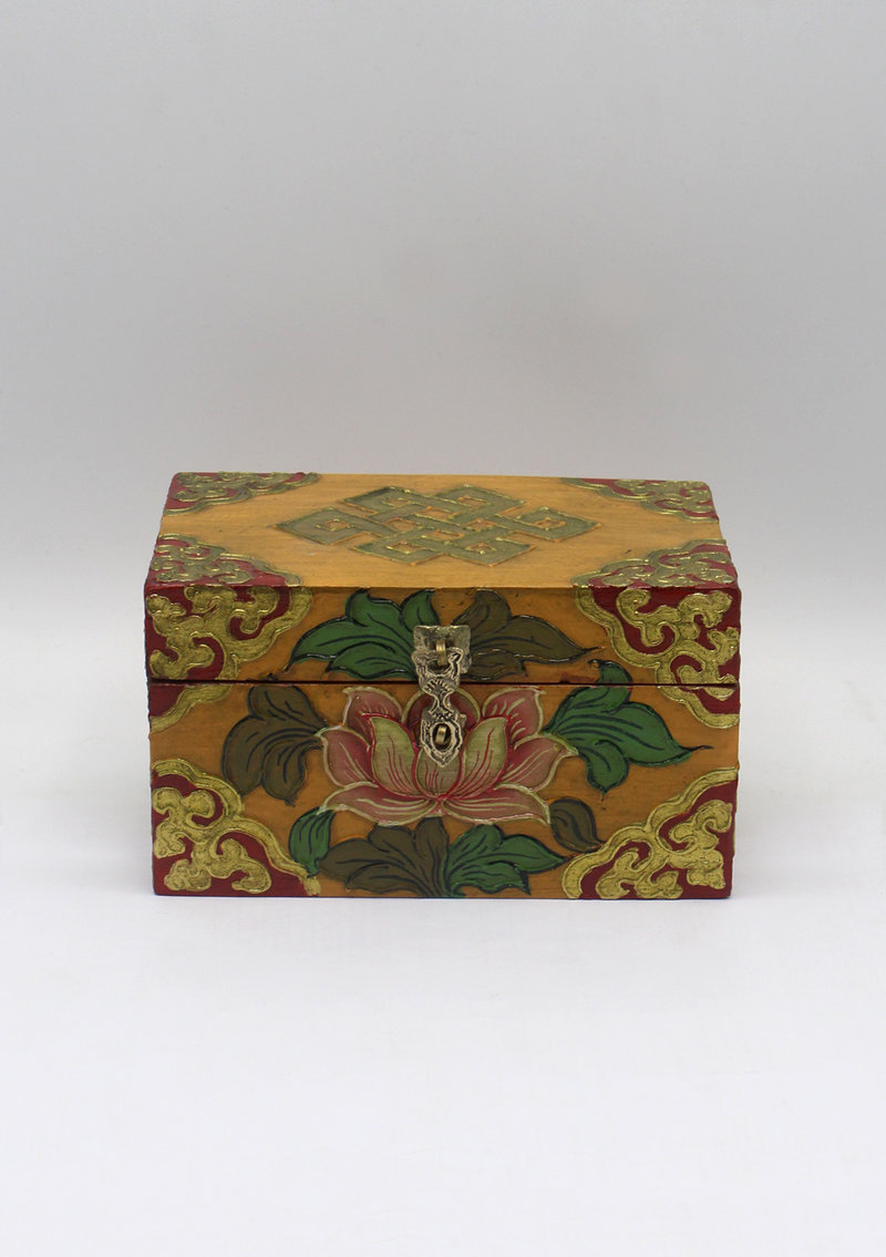 Handpainted Tibetan Wooden Boxes with Endless Knot - Medium