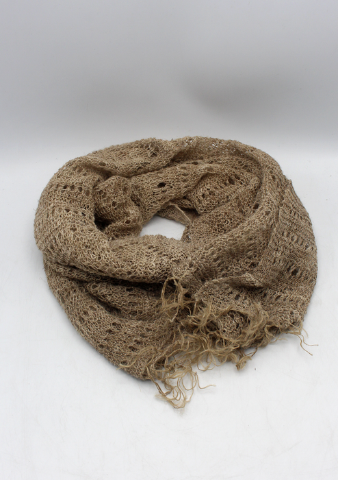 Natural Nettle Yarn Woven Shawl- Dark