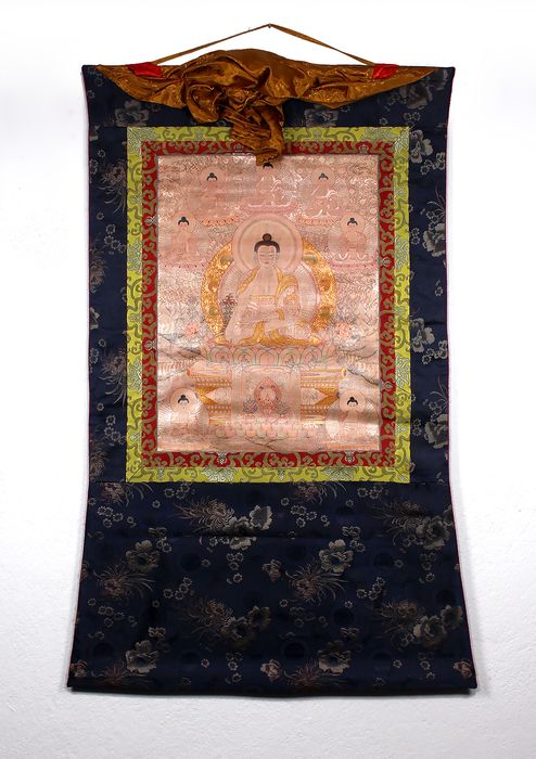 Medicine Buddha Brocade Thangka Painting