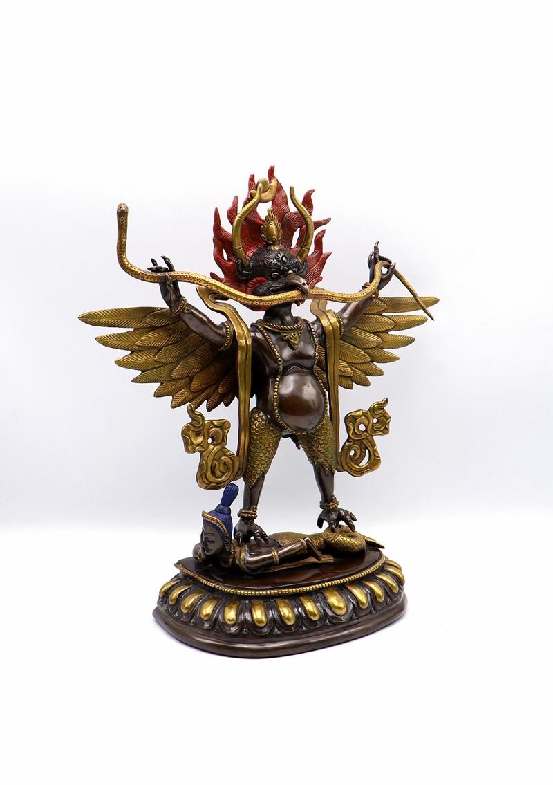 Copper Oxyided Gold Garuda Statue 13"H