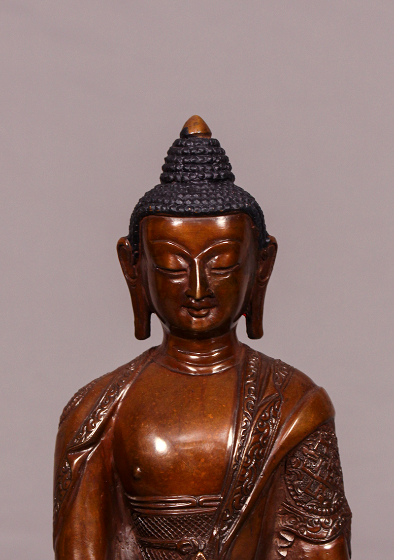 Oxidized Copper 8 Auspicious Symbol Medicine Buddha Statue
