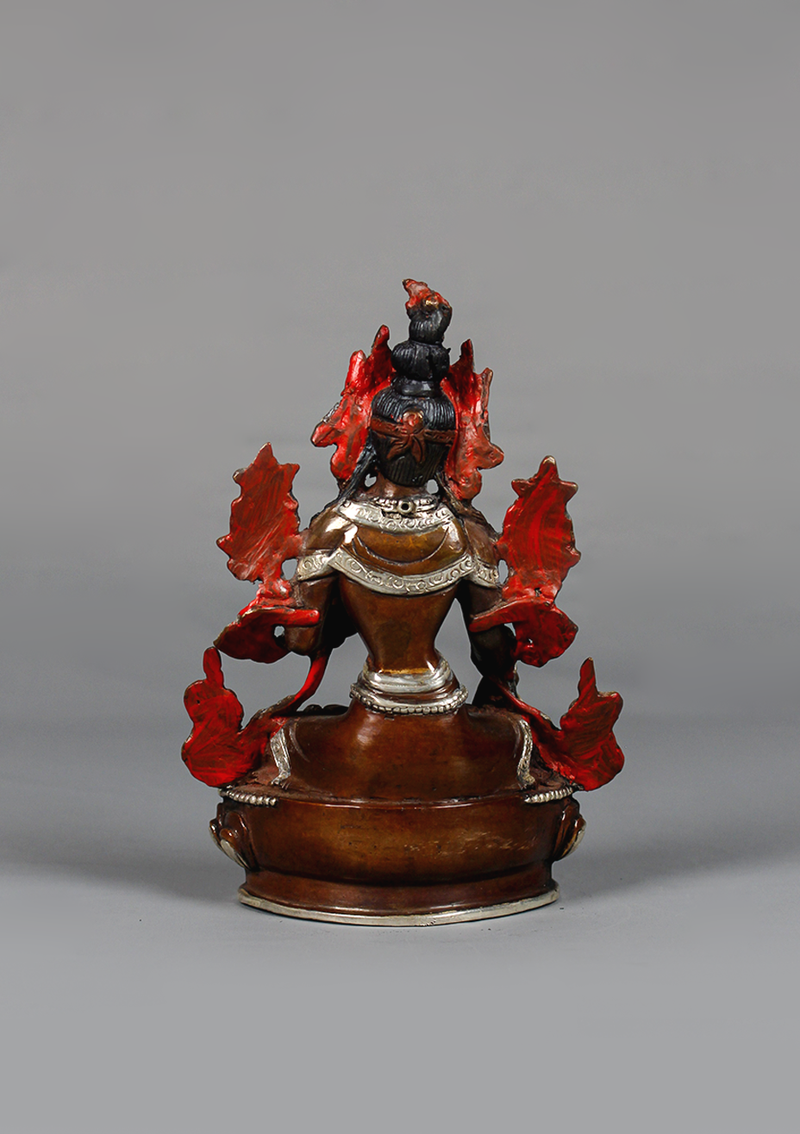 Copper Oxyidzed Silver Plated White Tara Statue 6"