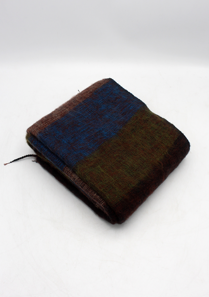 Brown Blue Stripe Yak Wool Shawl
