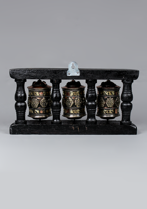 Eight Auspicious Symbol Three Prayer Wheel Wall Frame