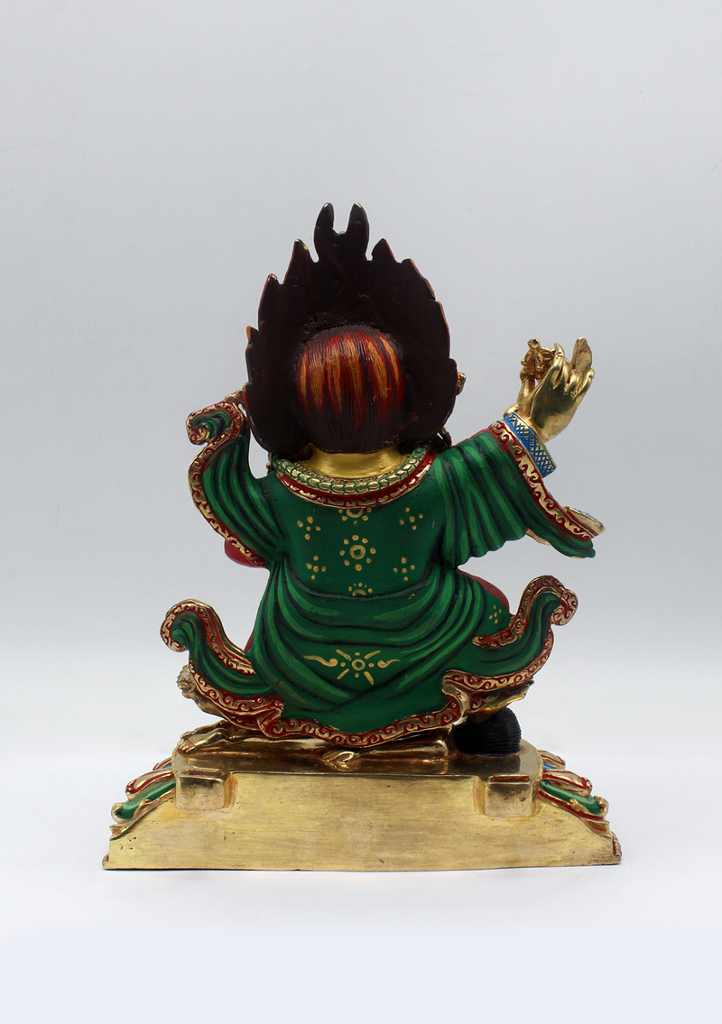 Majestic Hand-Painted Gold-Plated  Kajupa Mahakala Statue 8.5"H