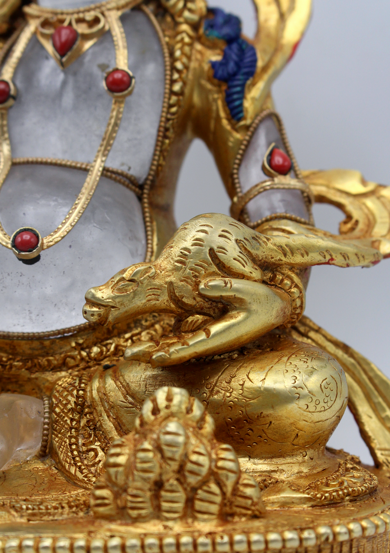 Gold Plated Crystal Zambala Statue 9"H