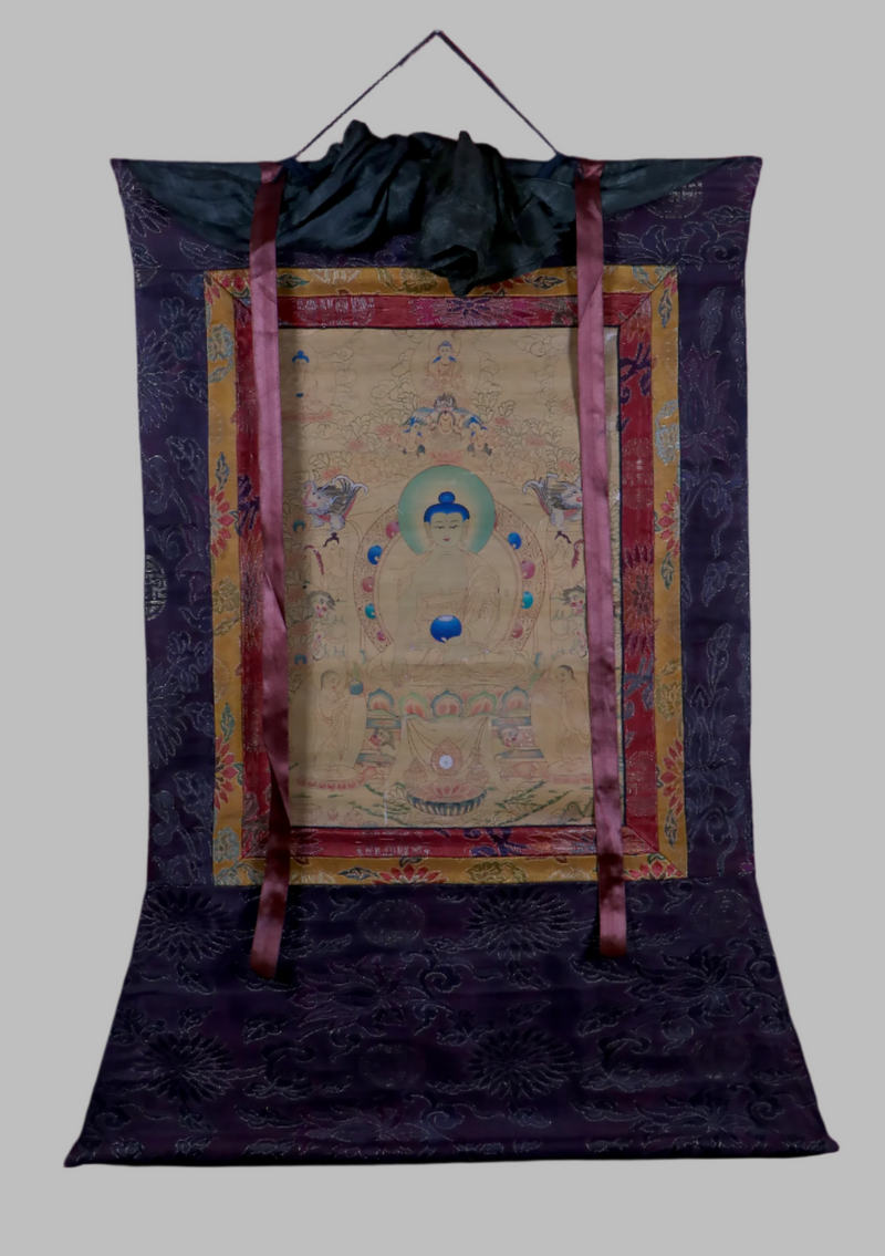 Shakyamuni 24K Gold  Brocade Thangka Painting