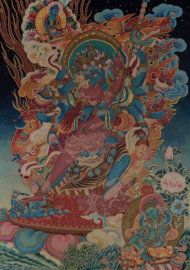 Antique Style Shakti Deity Thangka Painting
