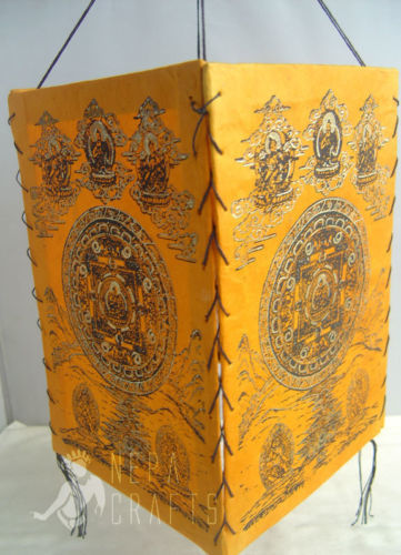 Square Mandala Print Lokta Paper Lamp Shade