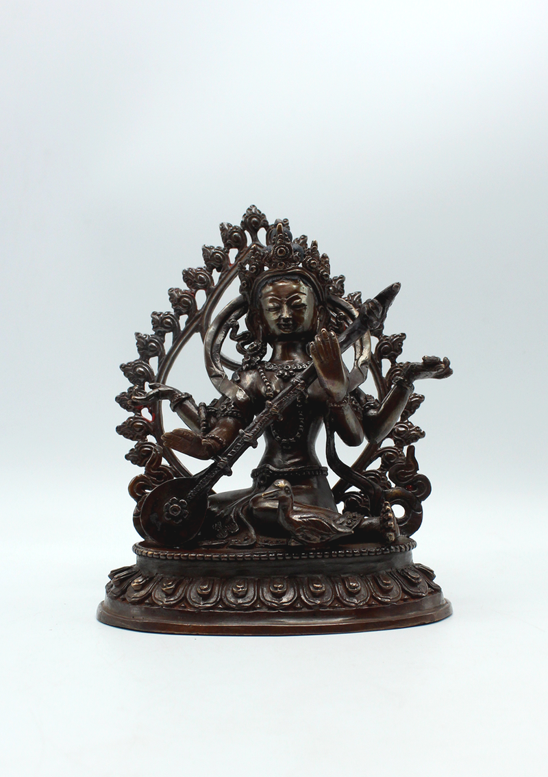 Copper Oxydized Saraswati Statue