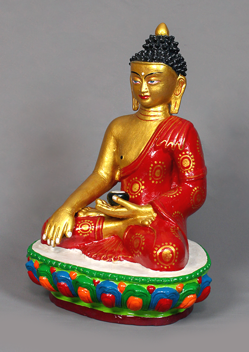 Handpainted Ceramic Shakyamuni Buddha Statue 14" H
