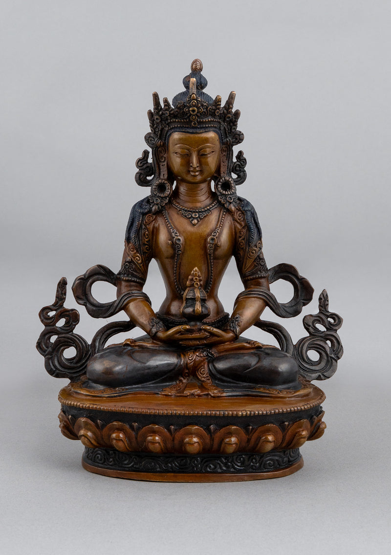 Oxidized Copper Aparmita Statue 8.5"H