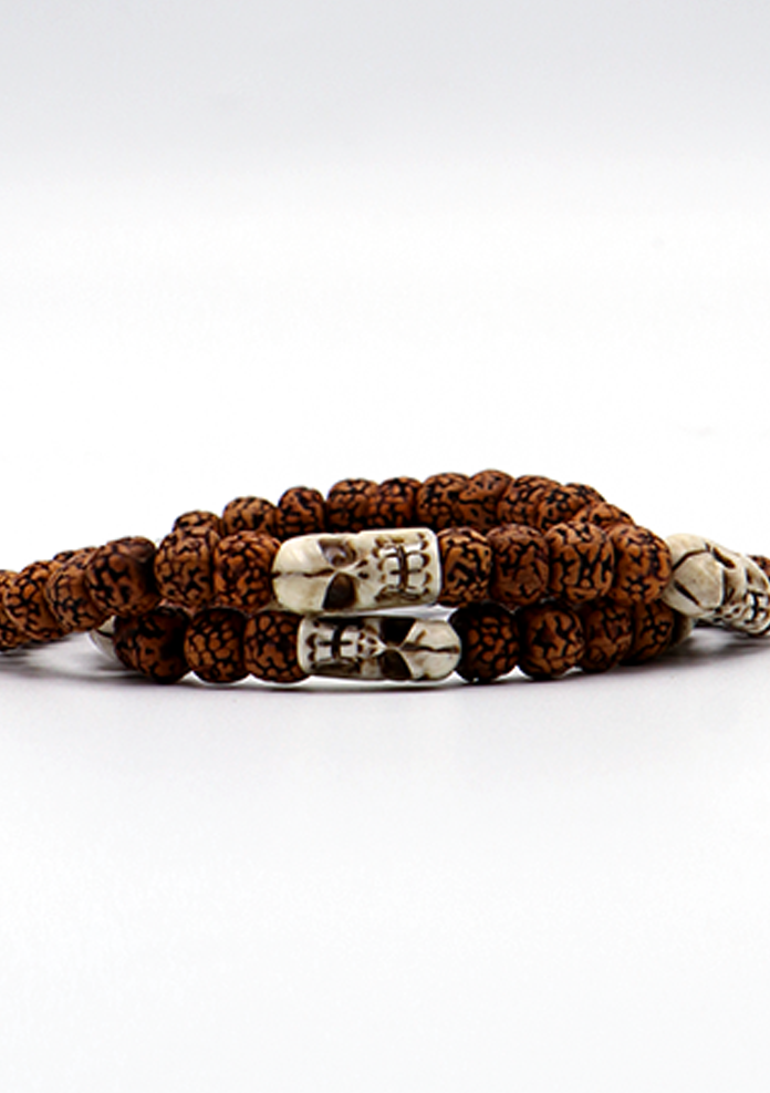 Rudraksha Mala with Skull Bone Counter