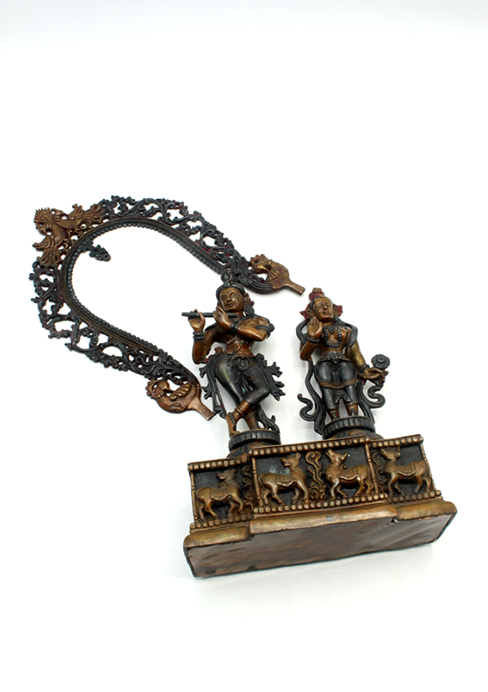 Radha Krishna Copper Oxydized Statue Symbol of Love