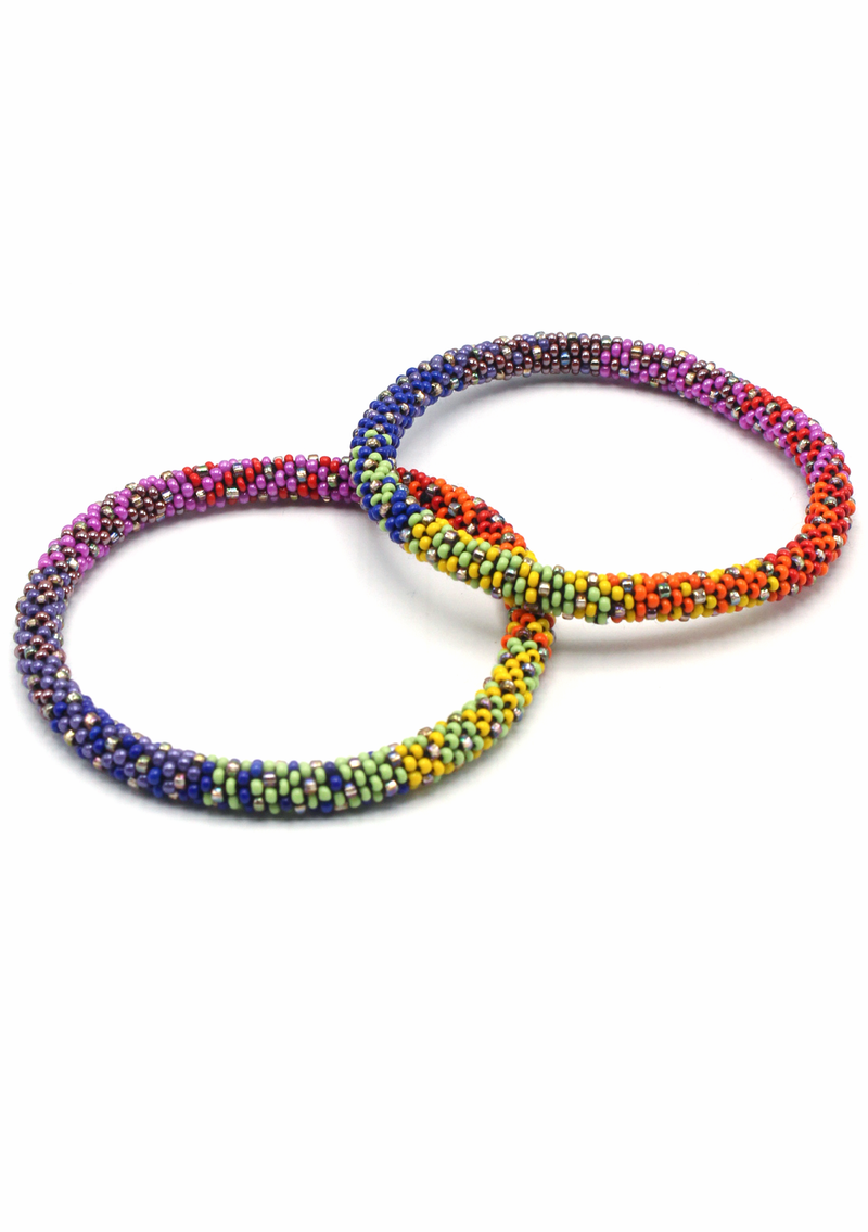 Purple Blue Roll on Beads Anklet – Foot Jewelry