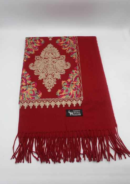 Red Woolen Embroidery  Shawl