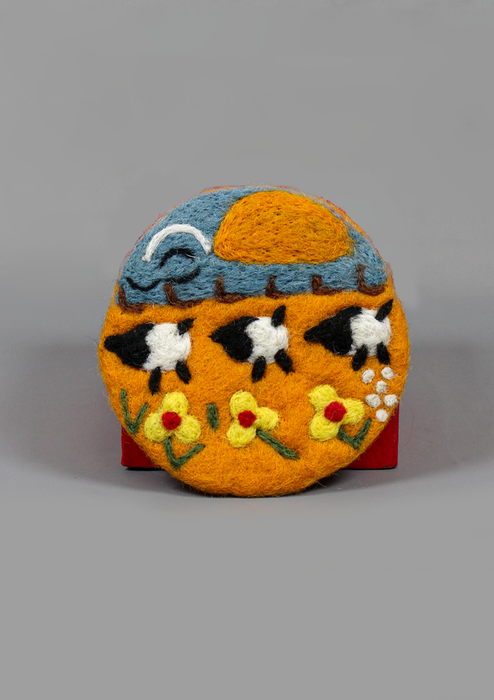 Felt Round Coaster With Flower Design