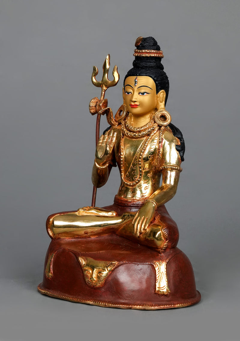 Partly Gold Plated Shiva Statue 8.5"H