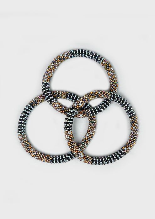 Midnight Mocha Shiny Nepalese Roll Beads Bracelet