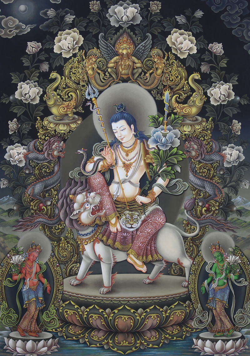 Simhanada Lokeshvara Newari Paurbha Print Signed by Sundar Sinkhwal
