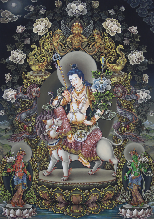 Simhanada Lokeshvara Newari Paurbha Print Signed by Sundar Sinkhwal