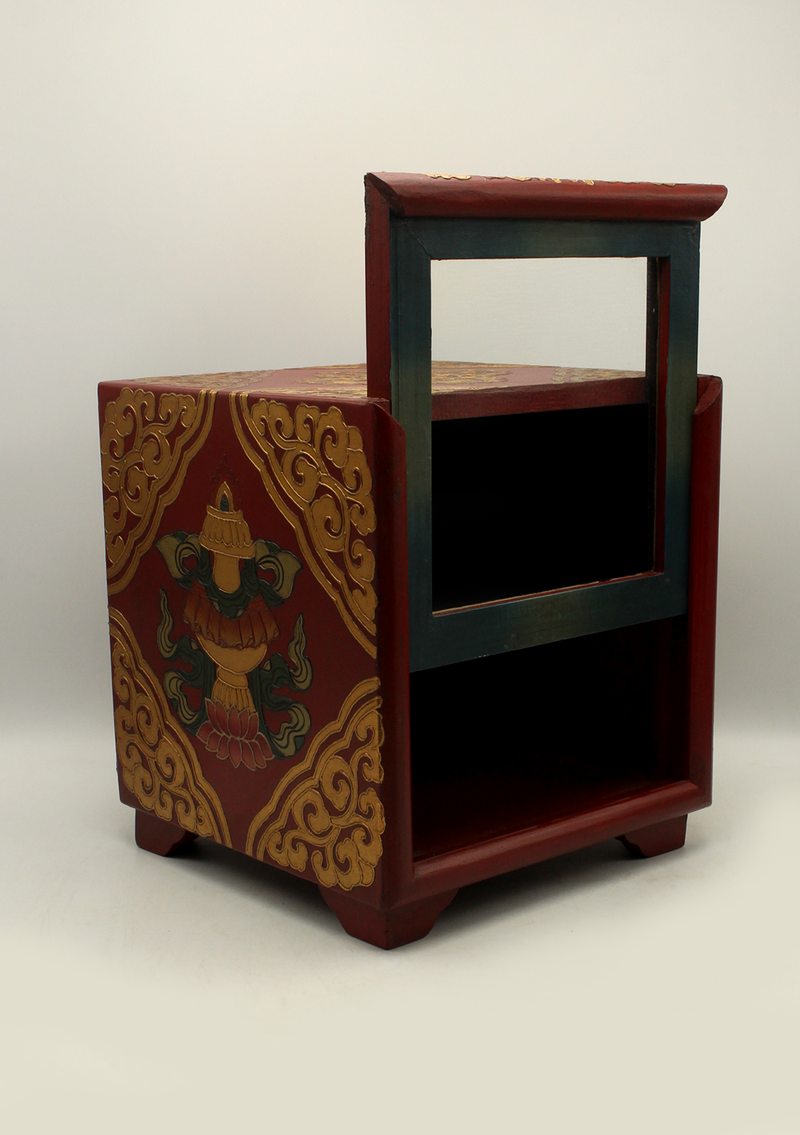 HandCrafted Tibetan Wooden Box for the Ritual Treasure Vase