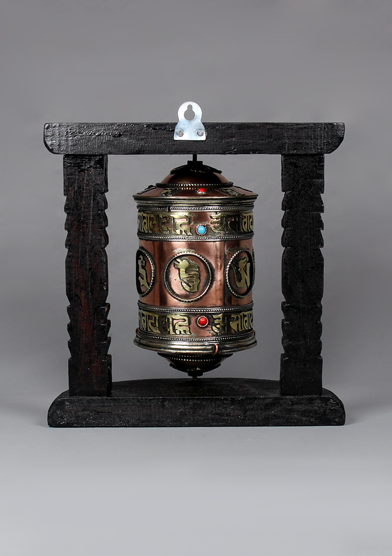 OM Mane Prayer Wheel Wall Hanging