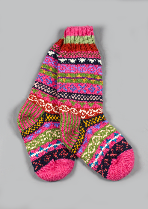 Handknitted Multicolor Woolen Knee High Socks