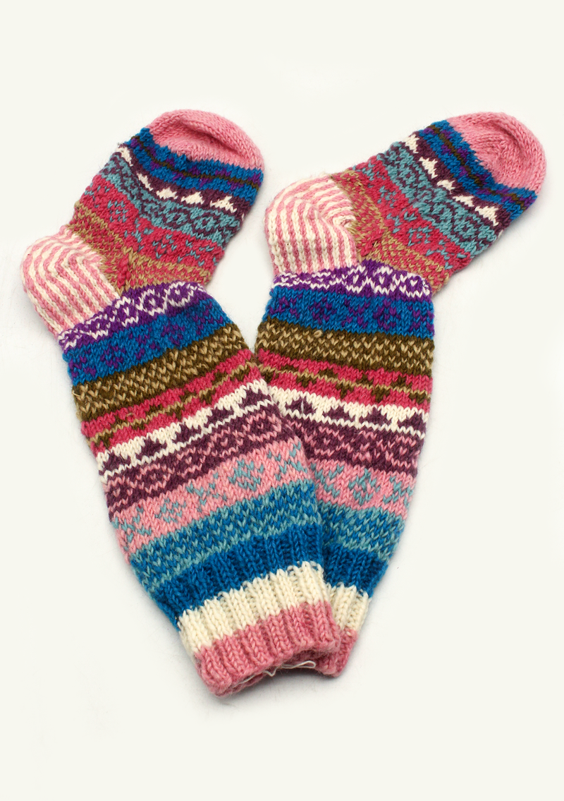 Handknitted Multicolor Woolen Knee High Socks