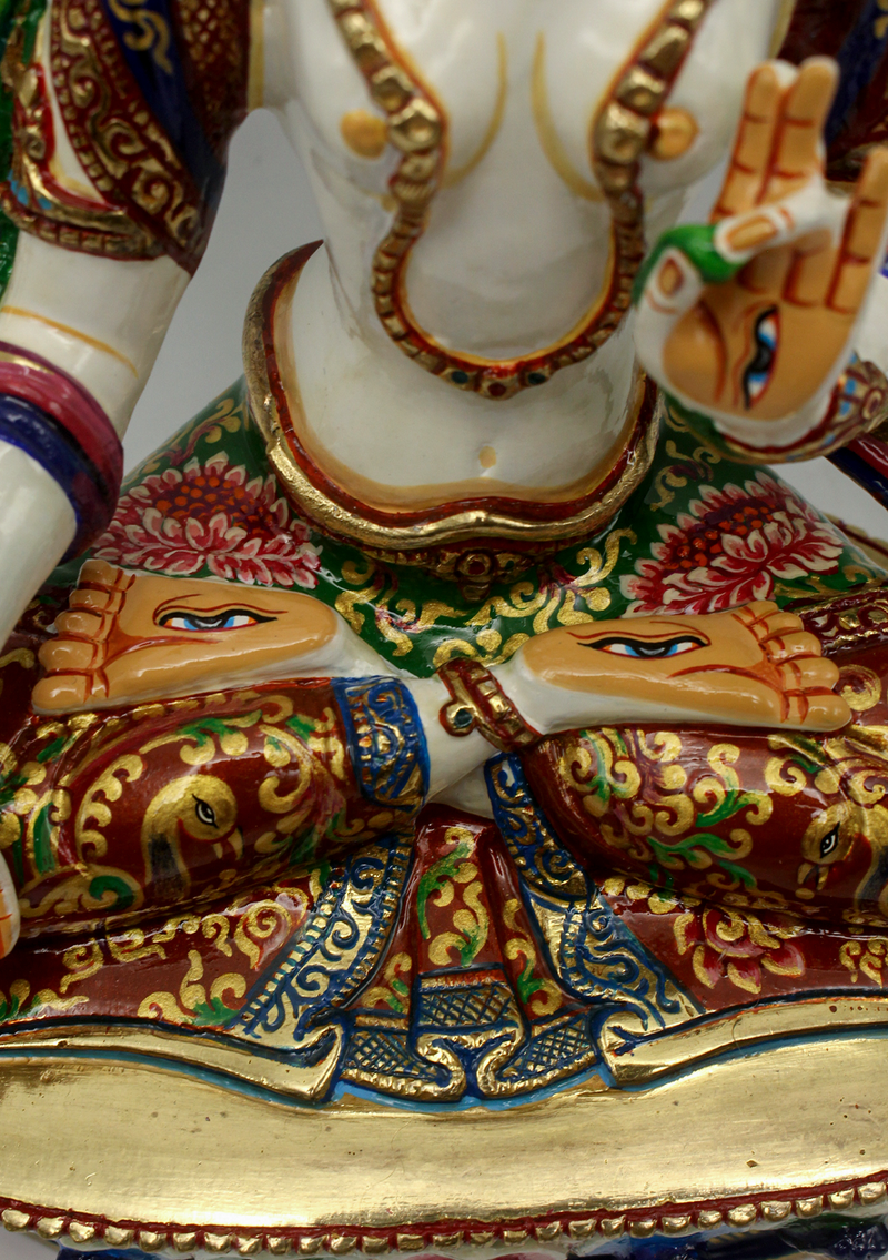 Magical White Tara Hand Painted Statue