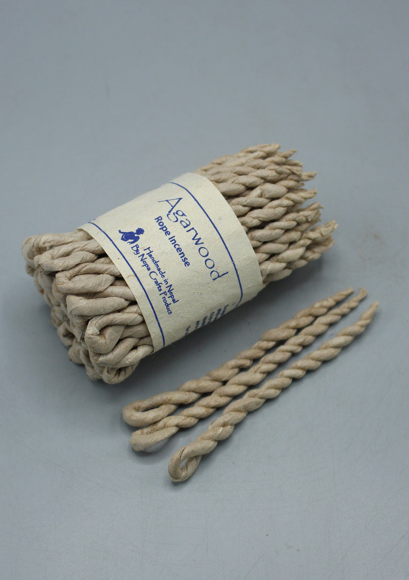 Handmade 2 Bundle of Agarwood Rope Incense with Ceramic Burner
