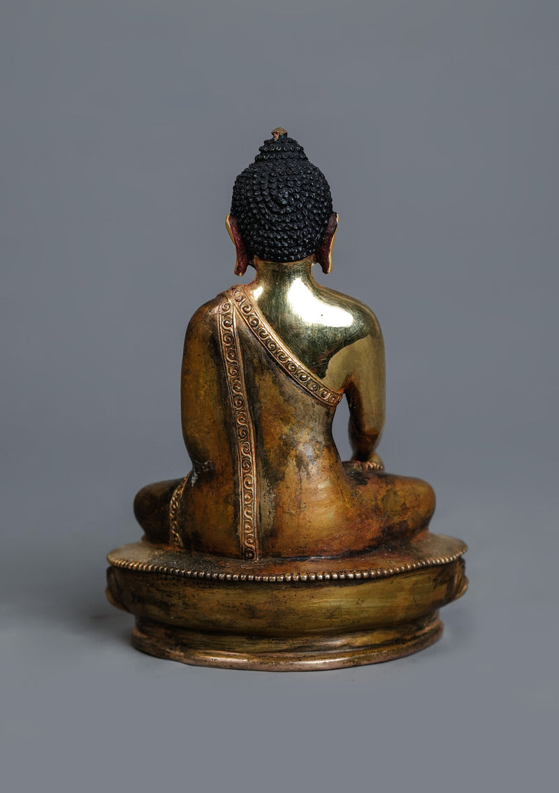 Partly Gold-Plated  Amoghasiddhi  Buddha Statue 5.5" H | Handmade in Nepal
