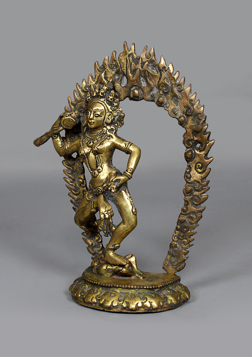 Antique Copper Gilted  Machig Labdron Statue 8.5" H