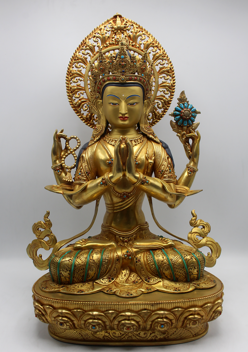 Masterpiece 24 K Gold  Chenrezig Statue 21"H