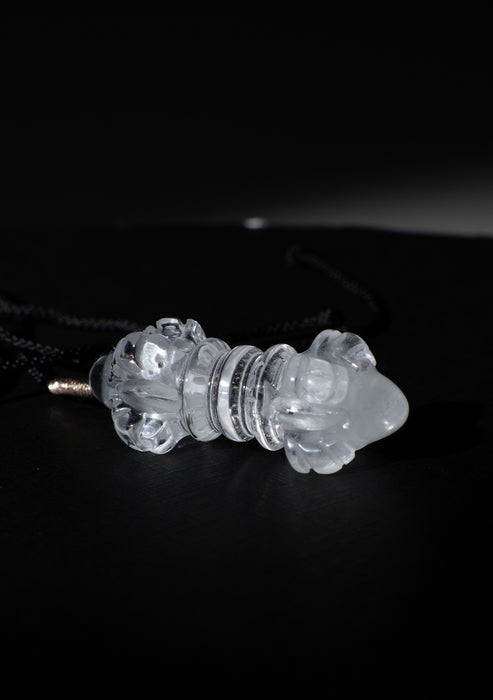 Natural Crystal Vajra Pendant – Handcrafted Buddhist Dorje Healing Crystal Necklace for Meditation & Spiritual Protection