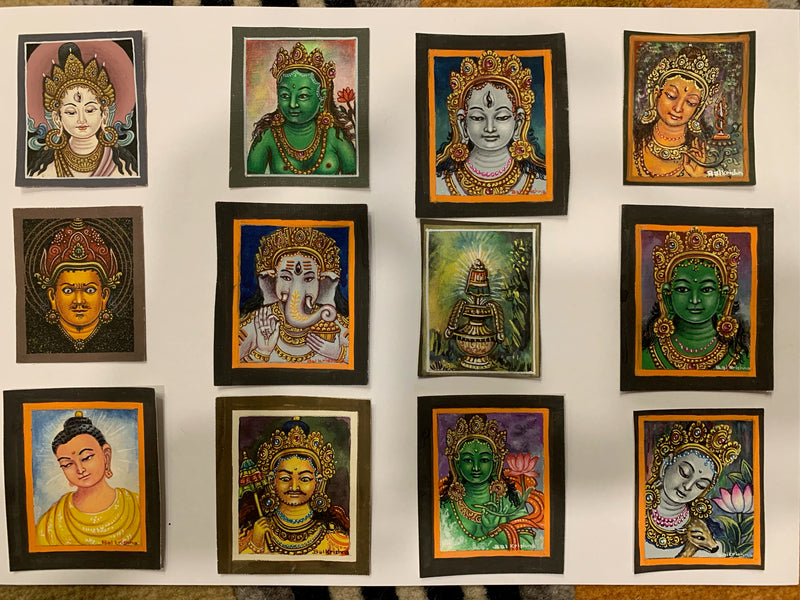 Mini Thangka Custom Listing - Contemporary Newari style 3.5 x4.5 cm