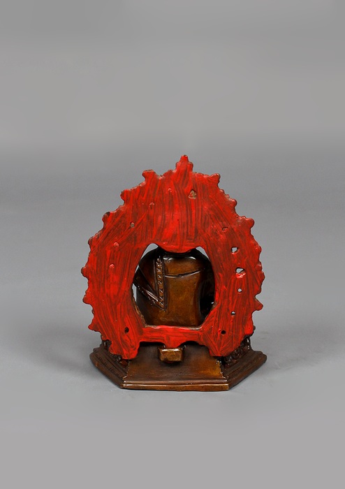 Oxidized Copper Amitabha Buddha Statue 3.8" H