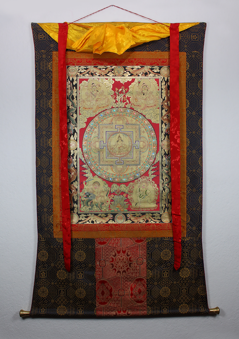 Dzambhala Mandala Khadi Brocade Thangka Painting