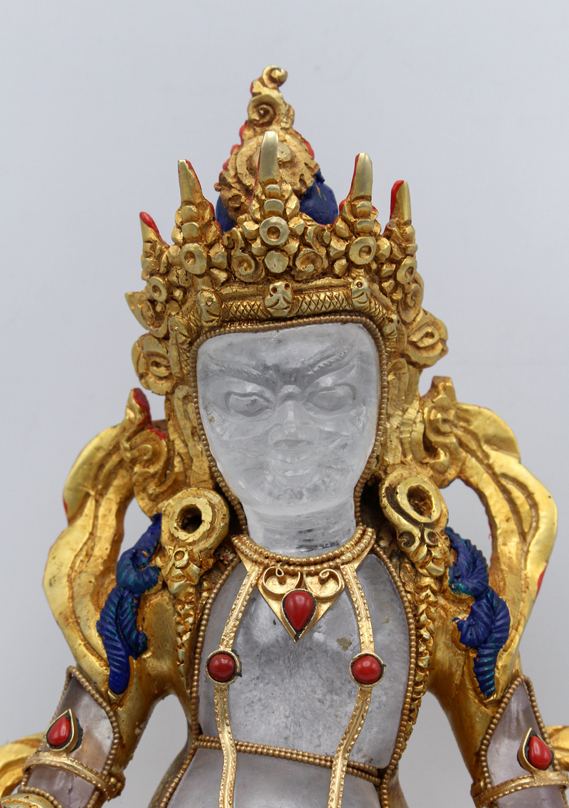 Gold Plated Crystal Zambala Statue 9"H