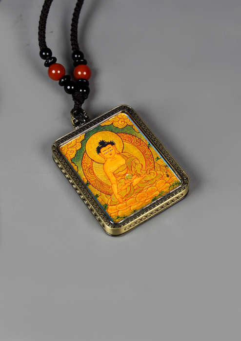 Shakyamuni Buddha Hand Painted Mini Amulet Pendant