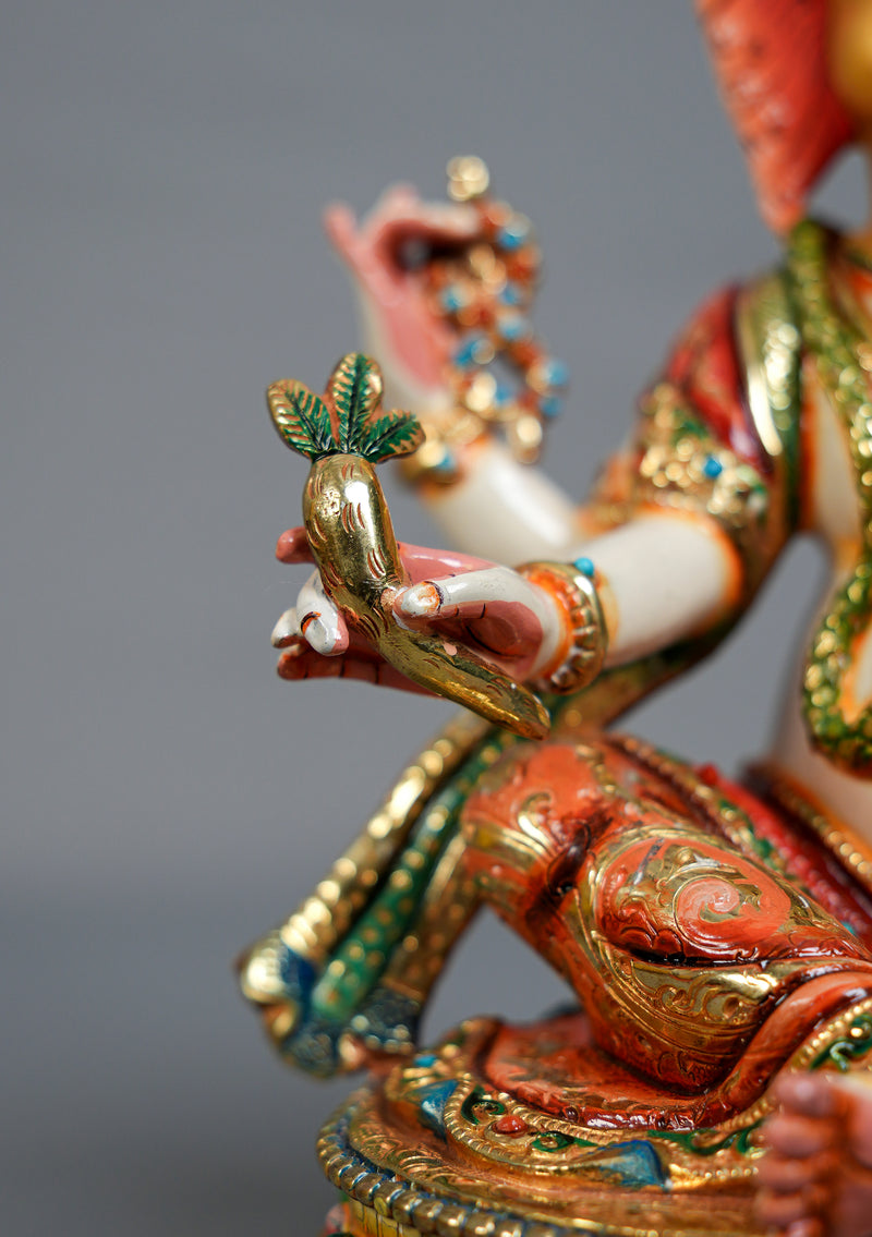 9" Handpainted Ganesh Statue – Partly Gold Plated Copper, Patan Nepal