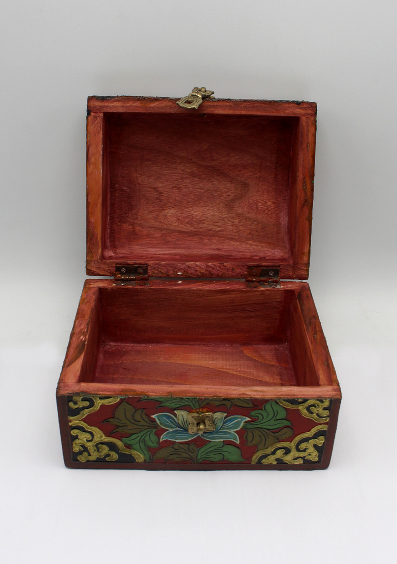 Handpainted Tibetan Wooden Optical Box with Double Dorjee- Large