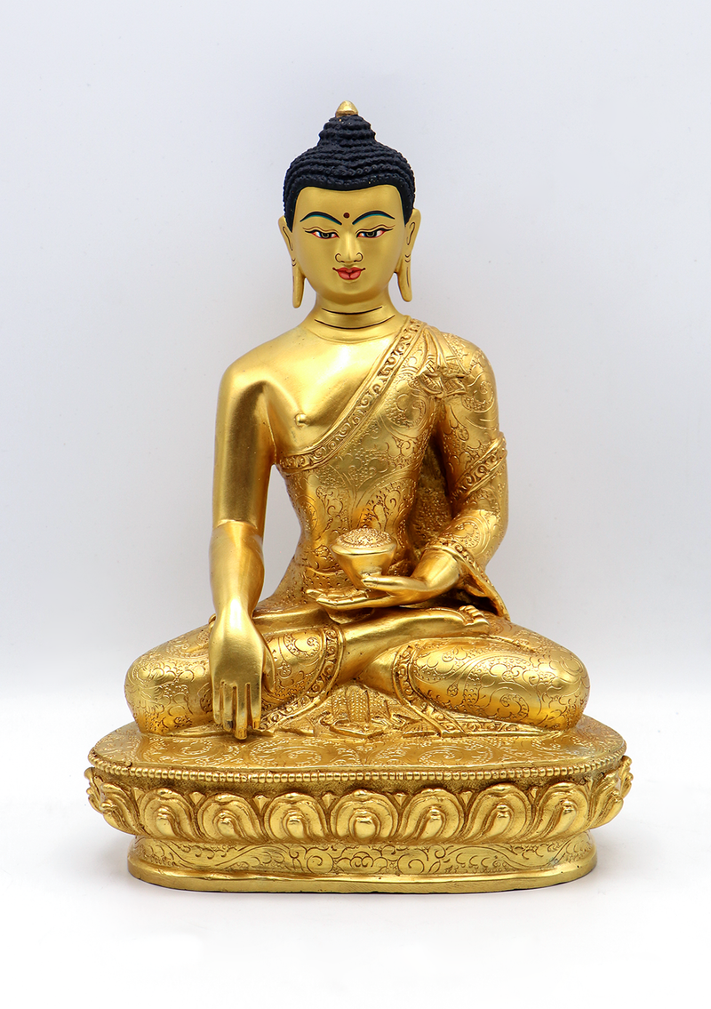 Full Gold Plated Shakyamuni Buddha Statue 10"H