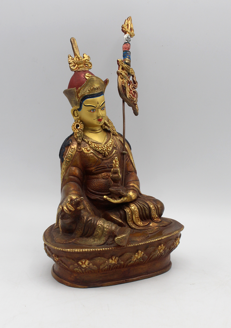Partly Gold Plated Guru Padmasambhava Statue 8"H