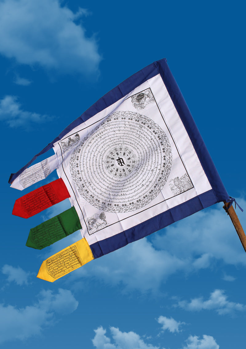 White Color Namgyalma Powerful Mantra Printed Prayer Flags
