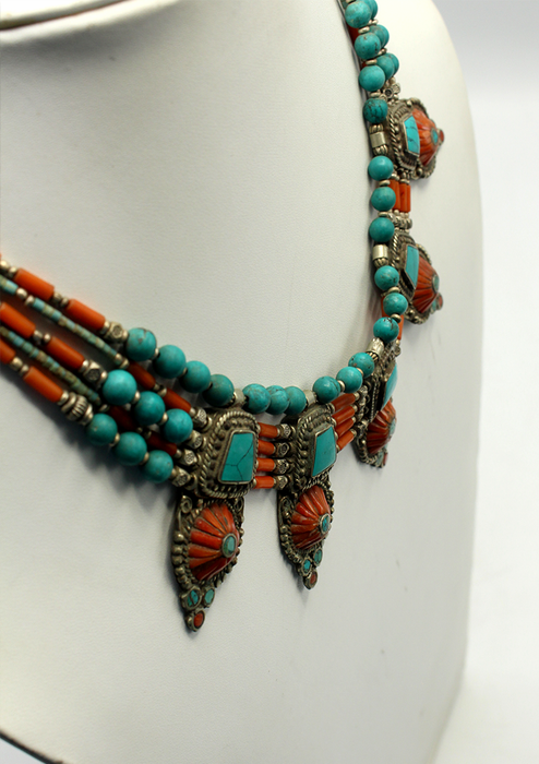 Tibetan Coral Turquoise Necklace