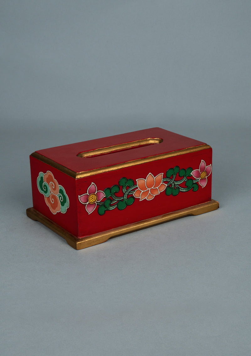 Handpainted Floral Wooden Tissue Box